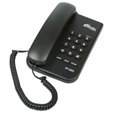 Телефон RITMIX RT-320 black, световая индикация звонка, блокировка набора ключом, черный, 15118347 (арт. 262834)