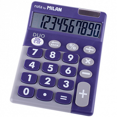 Калькулятор настольный Milan, 10 разр., двойное питание, 145*106*21мм, фиолет/серый, блистер (арт. 150610TDPRBL)