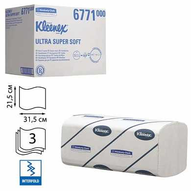 Полотенца бумажные 96 шт., KIMBERLY-CLARK Kleenex, комплект 30 шт., Ultra, 3-сл., белые, 31,5х21,5 см, Interfold, 601533-534, 6771 (арт. 126115)