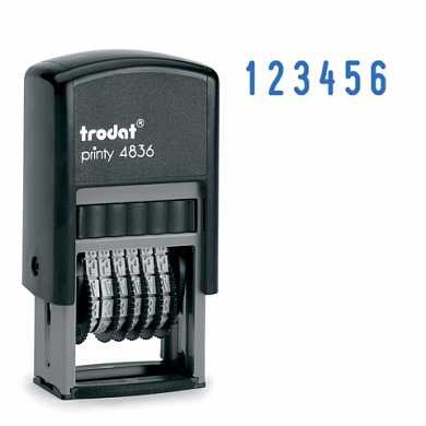 Нумератор 6-разрядный, оттиск 15х3,8 мм, синий, TRODAT 4836, корпус черный, 53199 (арт. 235583)